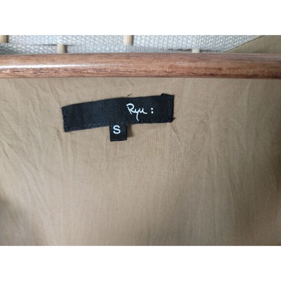 Ryu Anthropologie Dress Size Small Blue‎ Brown Cream Handkerchief Hi Low Ruffle - Picture 3 of 6